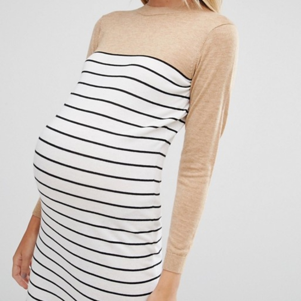 ASOS Maternity Knitted Dress in Stripe with Color